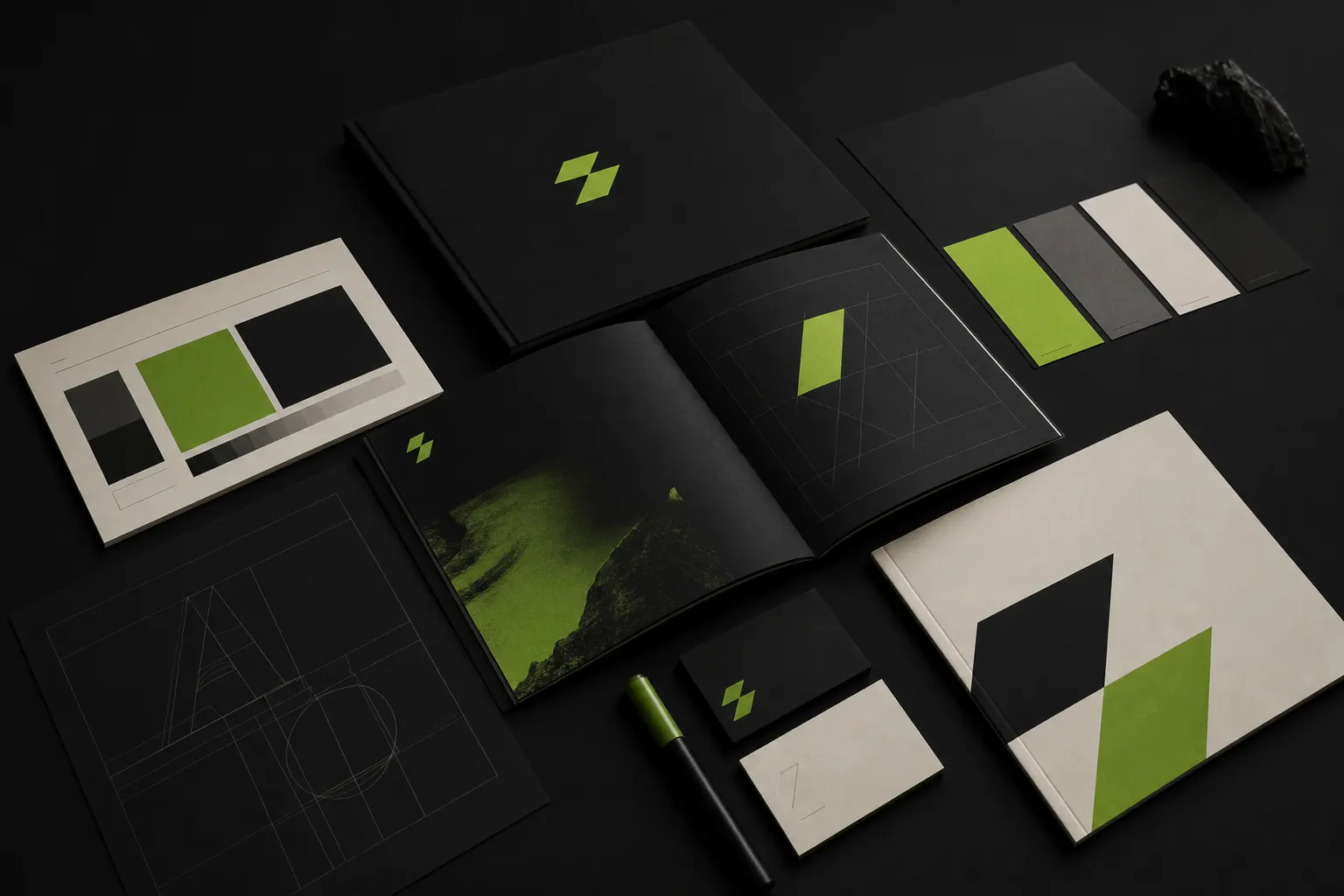 Lab 111 creative process materials moving from brand concept to real-world launch.