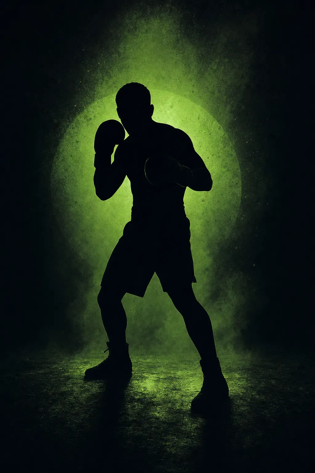 Athlete silhouette in a dark studio with green rim light, representing Lab 111 athlete branding.